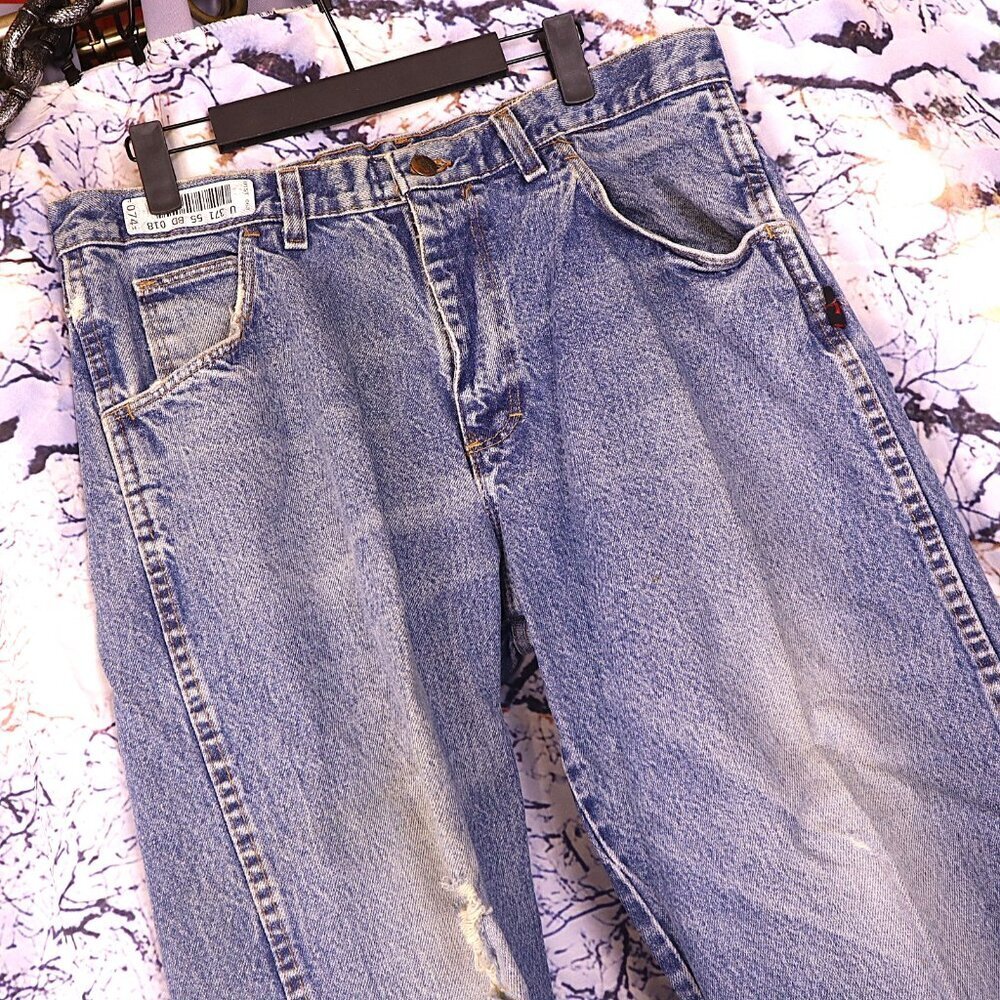 DISTRESSED JEANS 36x32 Armorex FR *FLAWED* Wide Leg Light Wash Acid Casual Denim